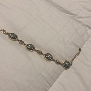 Retired Stella and Dot gold bracelet with black and crystal details